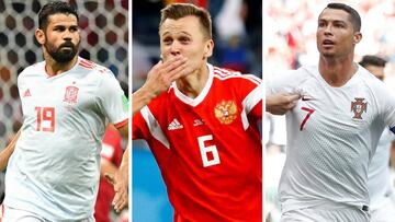 Diego Costa, Cheryshev y Cristiano.