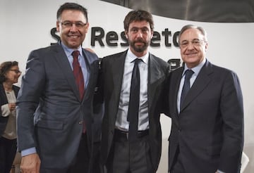 Andrea Agnelli, President of Juventus FC, Josep Maria Bartomeu, President of FC Barcelona and Florentino Perez, President of Real Madrid CF (24/01/17)