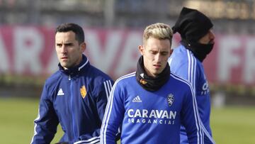 Linares, &Aacute;lex Blanco y Andr&eacute; Pereira, en un entrenamiento.