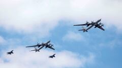 Russian military planes, including Tu-142 maritime reconnaissance and anti-submarine aircraft, fly in formation during a parade marking Navy Day in Saint Petersburg, Russia July 31, 2022. REUTERS/Maxim Shemetov