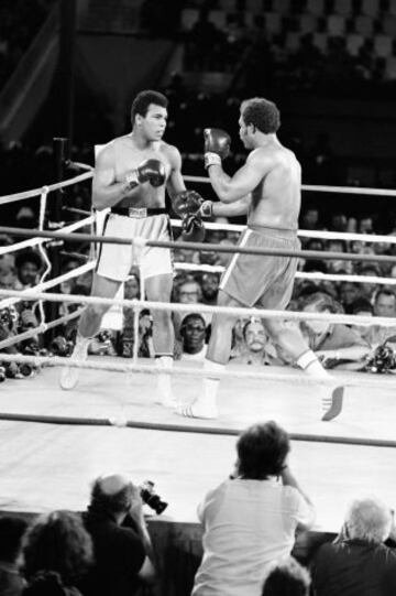 30 de octubre de 1974. Combate por el Campeonato de los pesos pesados entre Muhammad Ali y George Foreman en Kinshasa. 