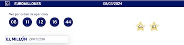 Euromillones: comprobar los resultados del sorteo de hoy, viernes 8 de marzo