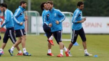 Ramos, en el entrenamiento.