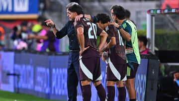 Javier Aguirre head coach and Henry Martin of Mexico during the game international friendly between Mexican National team (Mexico) and New Zealand at Rose Bowl Stadium, on September 07, 2024, Pasadena, Los Angeles California, United States.