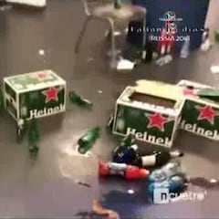 Así quedó el vestuario del Madrid tras la fiesta de La Decimotercera