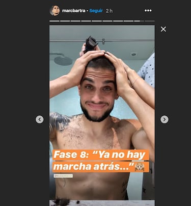 Marc Bartra se suma a la moda del confinamiento y también se rapa la cabeza