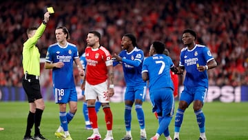 17/02/26 PARTIDO CHAMPIONS LEAGUE DIECISEISAVOS IDA
BENFICA - REAL MADRID
ARBITRO FRANCOIS LETEXIER TARJETA AMARILLA VINICIUS