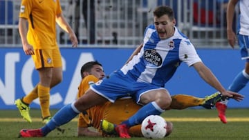 Uxío, en un partido contra el Atlético B