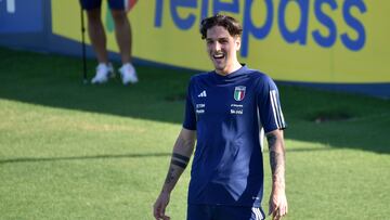 Florence (Italy), 07/09/2023.- Italian player Nicolo Zaniolo during a training session of the Italian national soccer team at the Coverciano traning centre near Florence, Italy, 07 September 2023. Italy play North MAcedonia in an UEFA EURO 2024 qualifier on 09 September 2023. (Italia, Florencia) EFE/EPA/CLAUDIO GIOVANNINI
