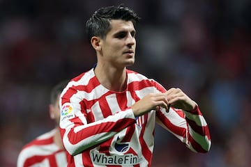 Álvaro Morata celebra un gol con el Atlético de Madrid.