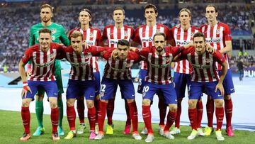La alineación del Atlético en la final de la Champions.