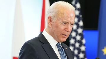 El presidente de Estados Unidos, Joe Biden, ofrece una conferencia de prensa al final de la cumbre del G7, en el aeropuerto de Cornwall, Newquay, Gran Breta&ntilde;a, el 13 de junio de 2021. 