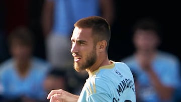 Óscar Mingueza, durante el partido de la primera jornada de la temporada 2022-2023 disputado en Balaídos entre el Celta y el Espanyol.