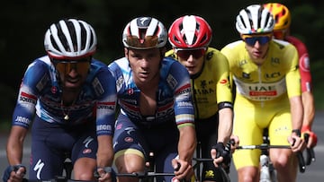 Remco Evenepoel, Jonas Vingegaard y Tadej Pogacar en la Dauphine el pasado mes de junio.