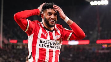 Saibari celebra un gol con el PSV esta temporada.
