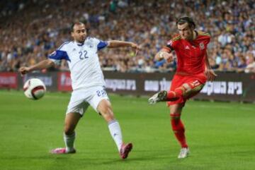 Gareth Bale durante el partido de Clasificación para la Eurocopa 2016 Israel-Gales