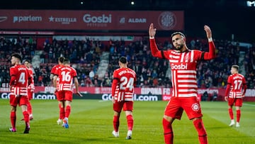 Taty Castellanos of Girona FC celebrates after scoring the 1-0 during the La Liga match between Girona FC and UD Almeria played at Montilivi Stadium on February 17, 2023 in Girona, Spain. (Photo by Bagu Blanco / Pressinphoto / Icon Sport)