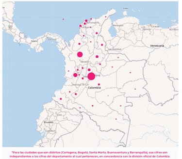 Mapa de casos y muertes por coronavirus por departamentos en Colombia: hoy, 20 de noviembre
