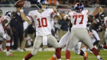 Eli Manning, quaterback de los New York Giants, en el partido frente al Chicago Bears.