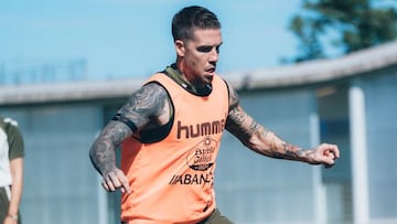 Mihailo Ristic, defensa del Celta, durante un entrenamiento