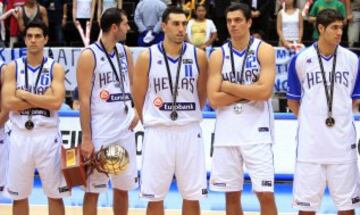 Nikos Zisis, Mihalis Kakiouzis, Dimos Dikoudis, Konstas Tsartsaris y Panayotis Vasilopoulos, subcampeones del Mundo en 2006.