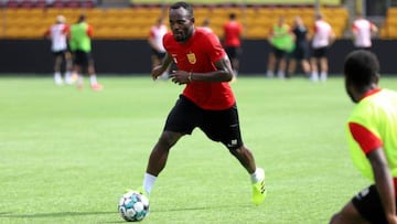 Michael Essien durante un entrenamiento del Nordsjaelland 