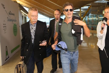 Rodolfo Sancho y su abogado, Marcos García Montes en el aeropuerto Adolfo Suárez Madrid Barajas.