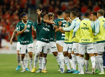 Así celebró Endrick su segundo tanto al Athletico Paranaense, el día que estrenó su cuenta goleadora con el primer equipo.