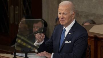 WASHINGTON, DC UNITED STATES- FEBRUARY 8: President Joe Biden speaks to Congress during his State of The Union address on February 8th, 2023 in Washington, DC. (Photo by Nathan Posner/Anadolu Agency via Getty Images)