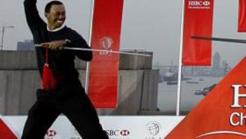 <b>EXHIBICIÓN. </b>Tiger Woods y Lee Westwood, en un acto en Shanghai.