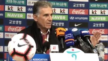 Carlos Queiroz en rueda de prensa des pu&eacute;s del a derrota contra Corea del Sur