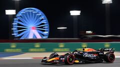 Red Bull Racing's Mexican driver Sergio Perez drives during the second practice session of the Bahrain Formula One Grand Prix at the Bahrain International Circuit in Sakhir on February 29, 2024. (Photo by ANDREJ ISAKOVIC / AFP)