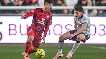 Partido de Liga Hypermotion entre el Burgos CF y el CD Mirandes celebrado en el estadio ‘El Plantío.
David G del Burgos y Medrano del Mirandes
07-03-2026 - RICARDO ORDÓÑEZ
