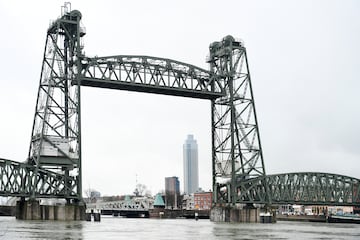 A general view of "De Hef" as the city of Rotterdam has agreed to remove a section of the historic bridge to make way for a superyacht, reportedly built for Amazon founder Jeff Bezos, in Rotterdam, Netherlands, February 3, 2022. REUTERS/Piroschka Van De Wouw