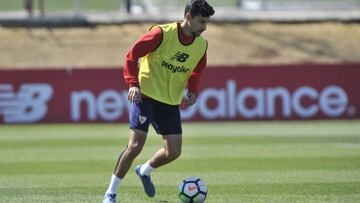 Jesús Navas, en la sesión de hoy.