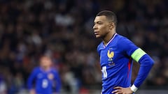 Mbappé, en el partido amistoso ante Alemania antes de la Eurocopa.