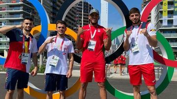 Jose Quiles, Gabriel Escobar, Enmanuel Reyes Pla y Gazi Jalidov, en la villa ol&iacute;mpica de Tokio 2020.