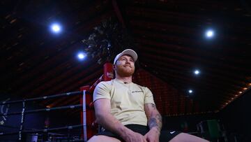 El boxeador mexicano Saúl Canelo Álvarez junto al ring.