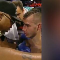 El momento en el que el entrenador de Dadashev le suplicó que abandonara