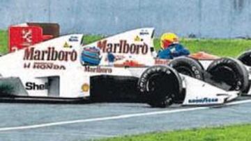 <b>HISTORIA. </b>Senna (uno) y Prost protagonizaron duelos inolvidables en McLaren, como este de Suzuka 89.