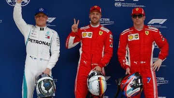 Vettel, poleman, junto a Bottas y Raikkonen en China.