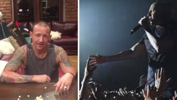 Chester Bennington 36 horas antes de suicidarse y en el videoclip the 'One More Light'.