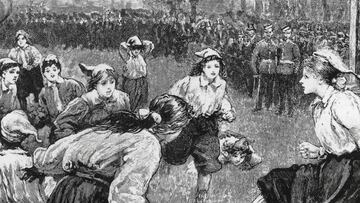 Imagen pictográfica del primer partido femenino en 1895.