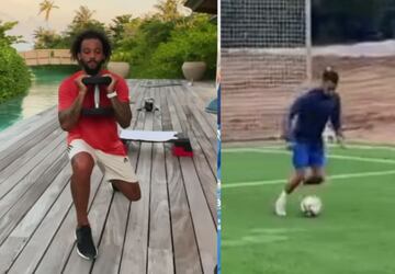 Marcelo y Lucas Vázquez, entrenándose en sus vacaciones.