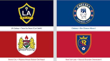 Los escudos de los equipos de fútbol al "estilo rock"