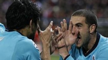<strong>GOLEADOR.</strong> Lisandro logró los dos goles de su equipo en el Vicente Calderón.