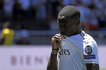 Ferland Mendy during his presentation as a new Real Madrid player.