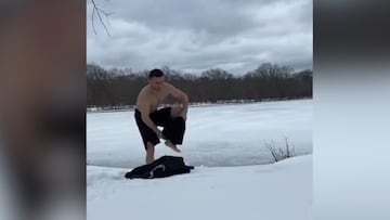 El 'fail' de un luchador de UFC al clavarse en un lago congelado