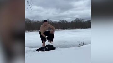 El 'fail' de un luchador de UFC al clavarse en un lago congelado