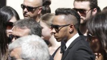Hamilton, en el funeral de Jules Bianchi el pasado martes.